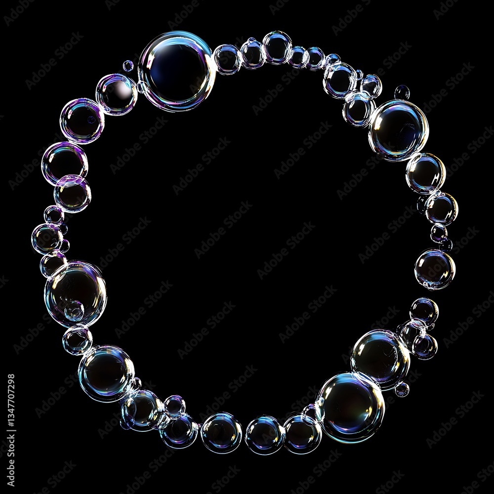 Fototapeta premium Hypnotic iridescent bubbles forming perfect circle of light photos