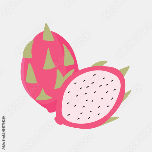 fresh pitaya or dragon fruit exotic, vector illustration