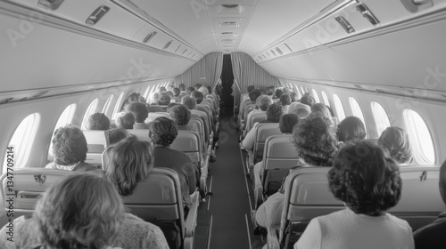 Vintage Airplane Passengers Flight Travel Retro Cabin