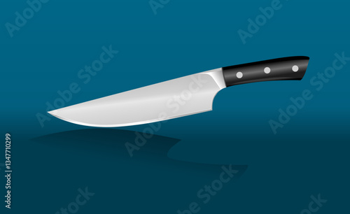 close up of a knife on white background with clipping path. Kitchen knife, chef tool. 3D realistic vector illustration, isolated on white background.realistic illustration of steel kitchen knives