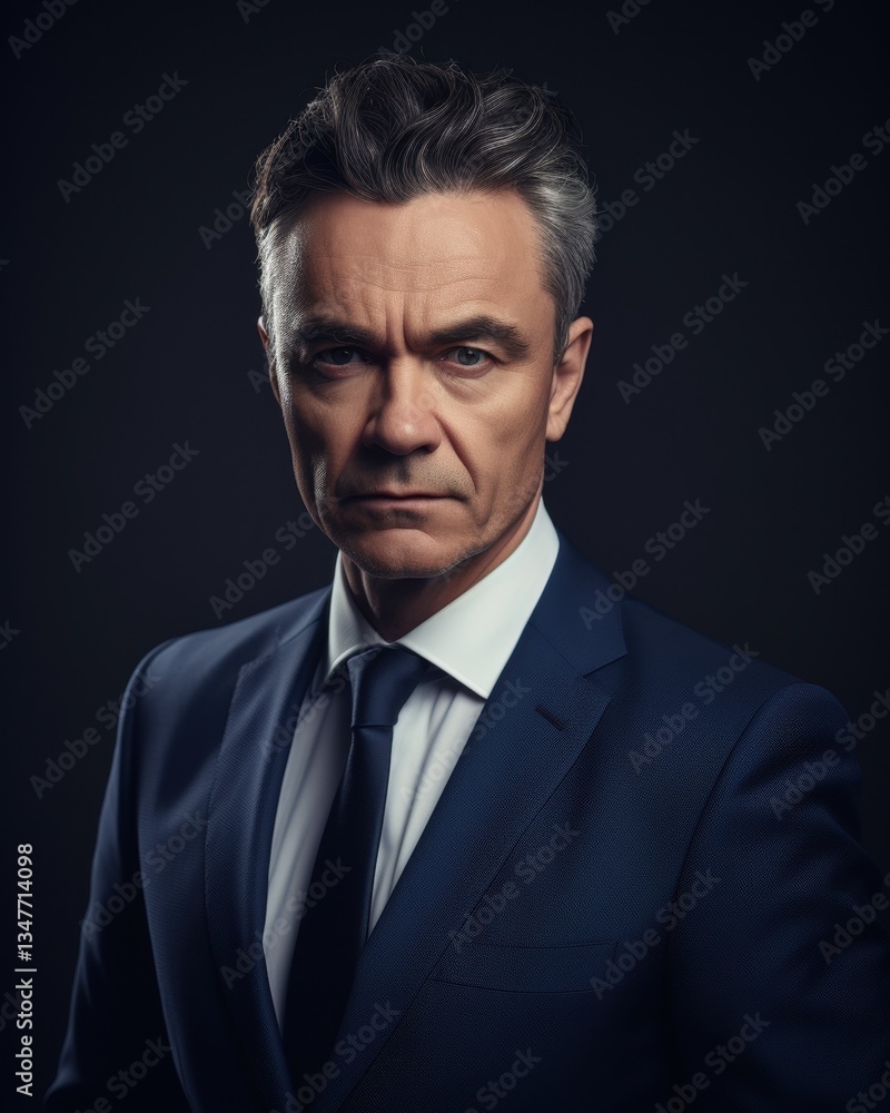 Confident business executive portrait studio setting professional photography dark background close-up perspective Confident business executive portrait studio setting professional photography dark background close-up perspective