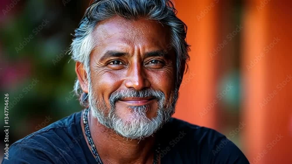 Portrait of a Smiling Mature Man with Gray Hair and Beard Portrait of a Smiling Mature Man with Gray Hair and Beard