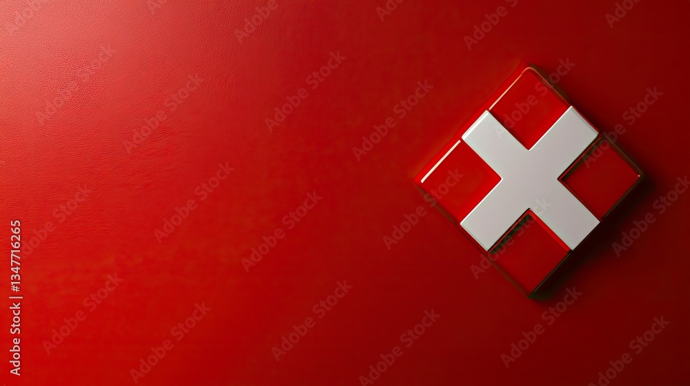 Obraz premium Switzerland Flag Icon on Red Background National Symbol Concept Design