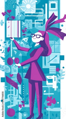 Wallpaper Mural Woman holding growth for urban backdrop. Torontodigital.ca