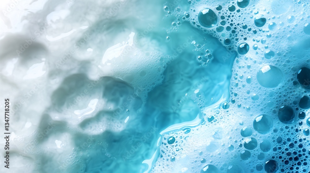 Abstract Blue and White Bubbles: A Close-Up of Soapy Water Abstract Blue and White Bubbles: A Close-Up of Soapy Water