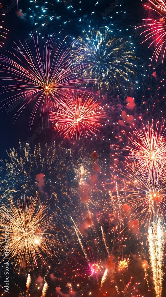 Obraz premium Sky full of fireworks creating magical night scene image