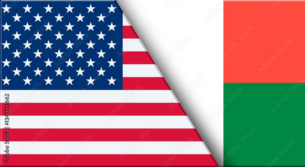 Obraz premium Flags of USA and Madagascar. United States and Madagascar National flags