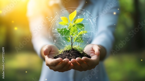 Business executive presents a sustainable roadmap for environmental growth and corporate responsibility in an outdoor setting