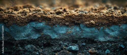 Close-up of soil layers showing topsoil and subsoil.