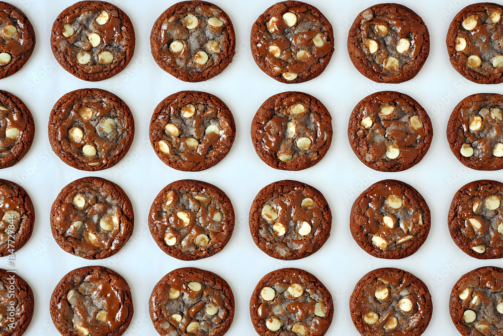 Fototapeta premium Chocolate chip cookies on baking sheet
