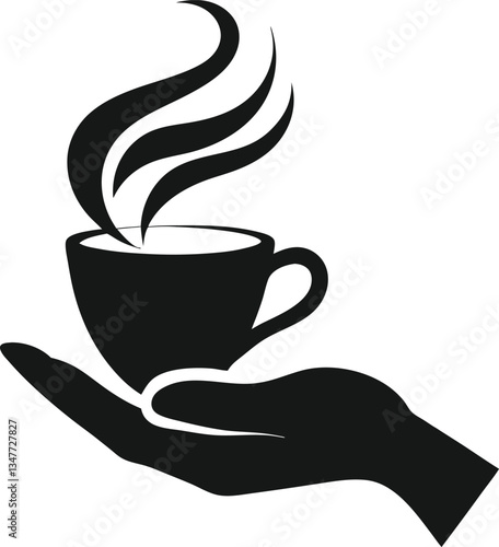 Hand holding a steaming hot coffee cup, perfect for warm moments