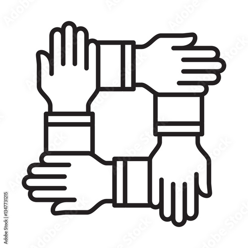 Cooperation icon. Teamwork icon. Hand icon symbol for work together, solidarity, unity, humanity and togetherness.