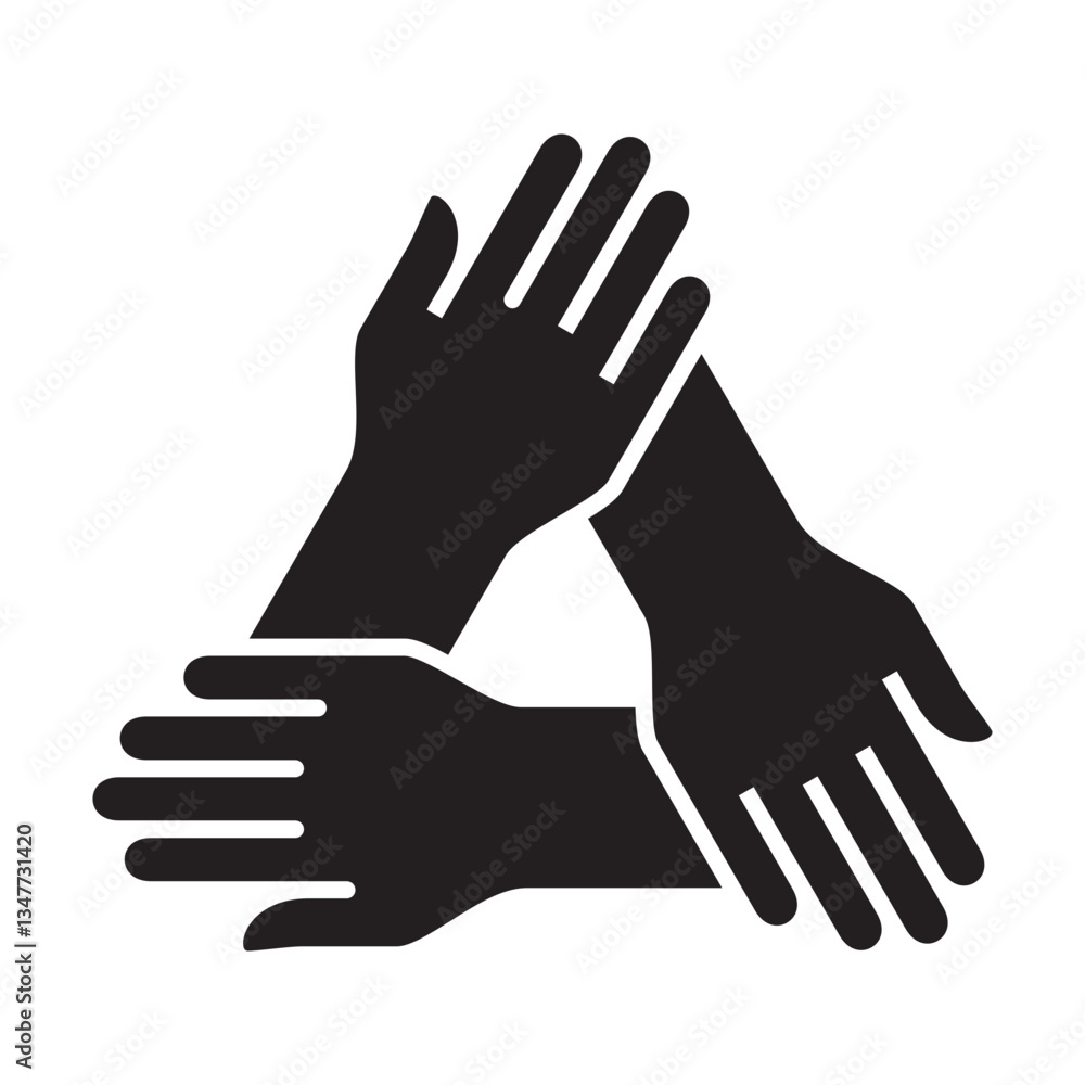 Obraz premium Cooperation icon. Teamwork icon. Hand icon symbol for work together, solidarity, unity, humanity and togetherness.