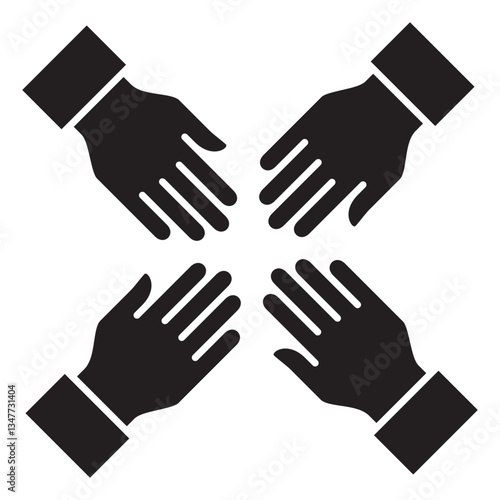 Cooperation icon. Teamwork icon. Hand icon symbol for work together, solidarity, unity, humanity and togetherness.