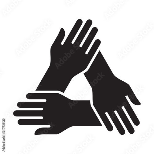 Cooperation icon. Teamwork icon. Hand icon symbol for work together, solidarity, unity, humanity and togetherness.