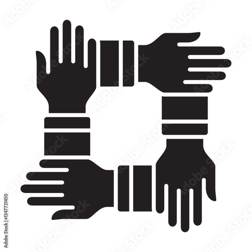Cooperation icon. Teamwork icon. Hand icon symbol for work together, solidarity, unity, humanity and togetherness.