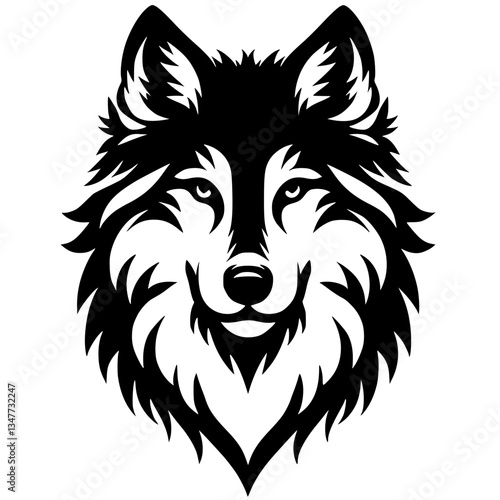 Beautiful wolf face silhouette