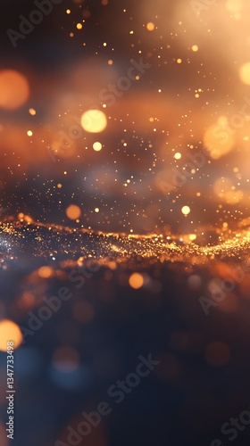 Golden bokeh lights abstract background.