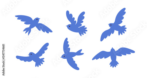 Abstract hand drawn birds. Vector illustration in simple minimal style. Nordic, Scandinavian drawing