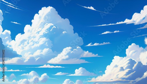 clouds in a clear sky 01 anime background 2d illustration