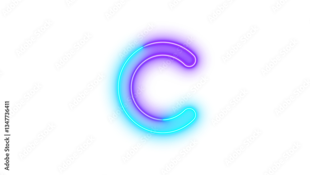 Neon c symbol icon cyan purple color glowing with transparent background Neon c symbol icon cyan purple color glowing with transparent background