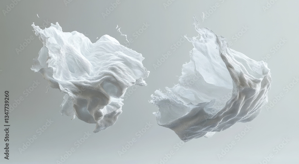 Abstract white liquid splash, two shapes. Abstract white liquid splash, two shapes.