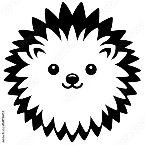 Cute hedgehog face silhouette