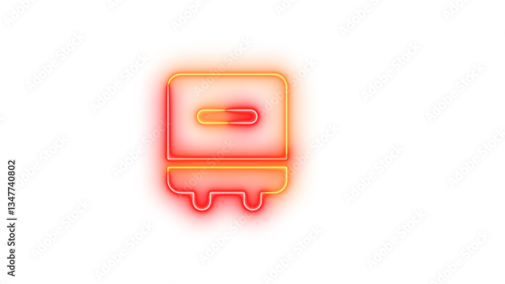 Fototapeta premium Neon calendar minus symbol icon brown red color glowing with transparent background