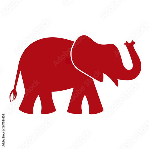 A red elephant representing republican us party over a transparent background.