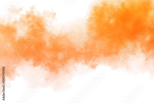 Abstract orange smoke effect isolated on transparent white background. Rising smoke texture, Fog steam or vapor overlay. Fire smoke orange color. Spooky holiday design element decoration, png
