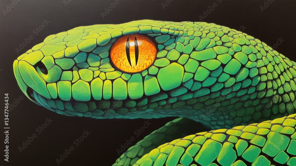 Serpiente verde realismo arte Serpiente verde realismo arte