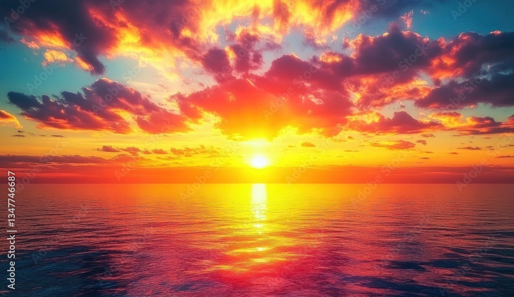 Fototapeta premium Dramatic Sunset Over Calm Ocean