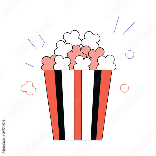 Sweet tasty popcorn ilustration line art and colorful