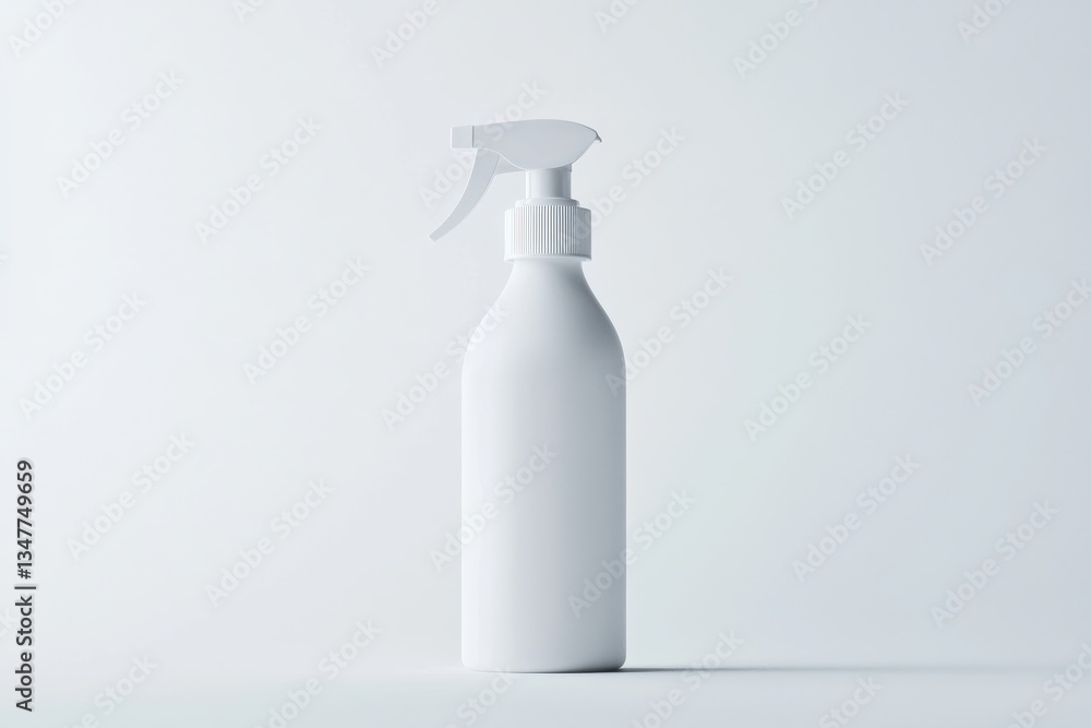 Minimalist white spray bottle on clean background for product display Minimalist white spray bottle on clean background for product display