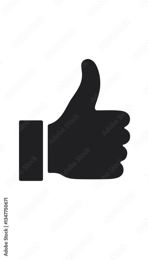 Thumbs up like icon in black silhouette style Thumbs up like icon in black silhouette style