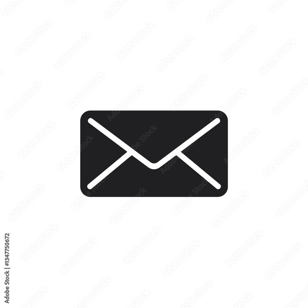 Envelope mail icon in black silhouette style Envelope mail icon in black silhouette style