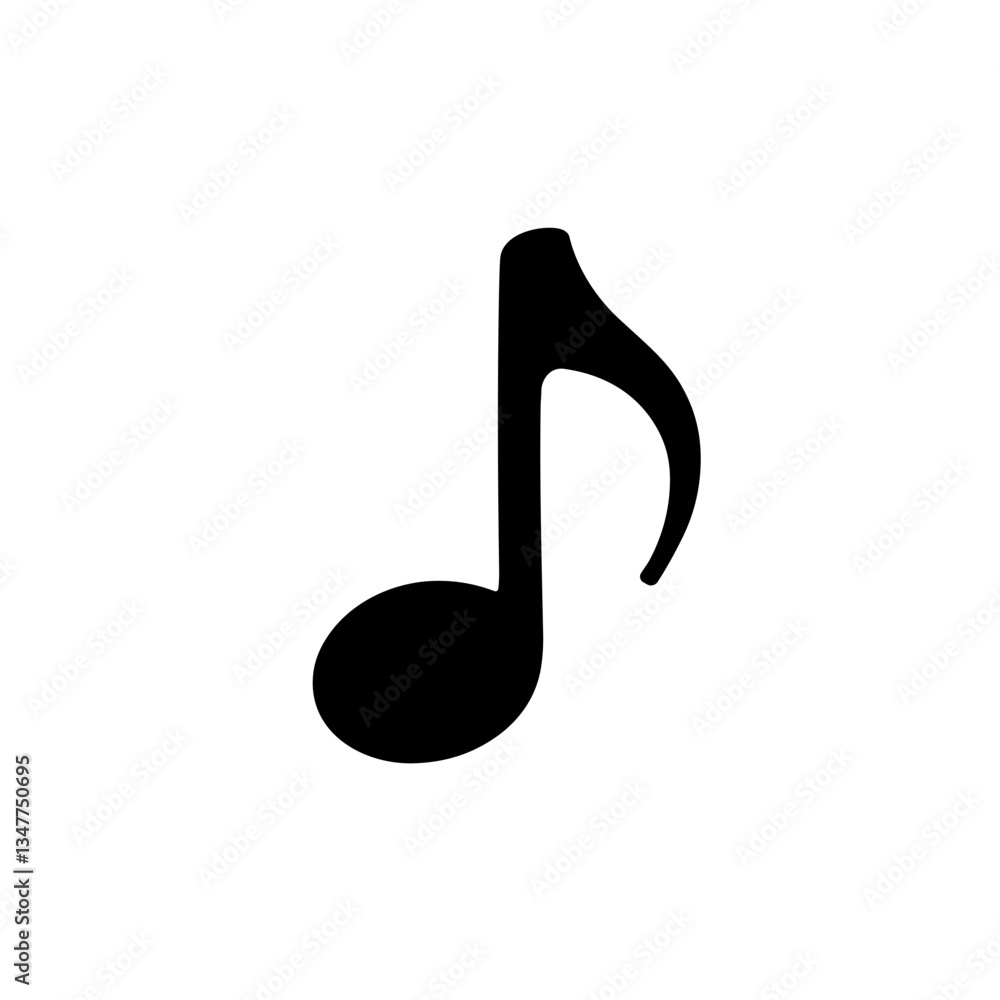 Music note icon in black silhouette style Music note icon in black silhouette style