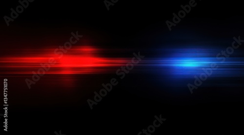 Abstract red and blue light streaks on black background