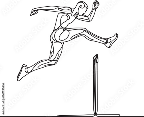 Minimalist Line Art of Hurdle Runner – Vector 
