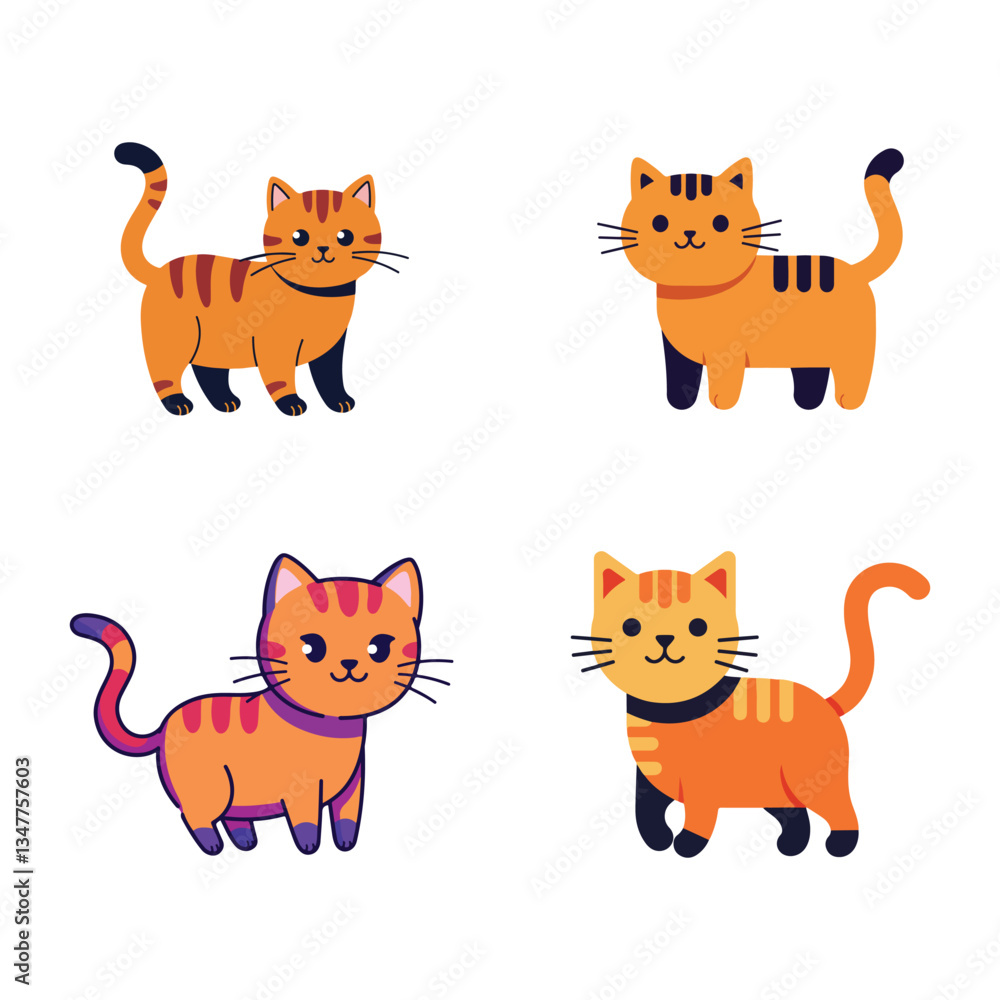 Fototapeta premium Cute Cat Illustrations Playful and Adorable Pet Cartoon Characters.