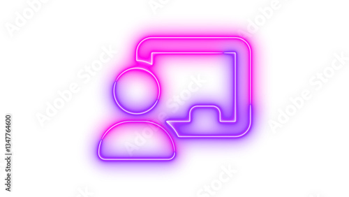 Wallpaper Mural Neon chalkboard user symbol icon pink purple color glowing with transparent background Torontodigital.ca
