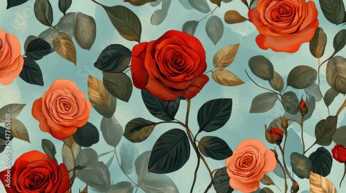 Fondo de rosas rojas y rosadas