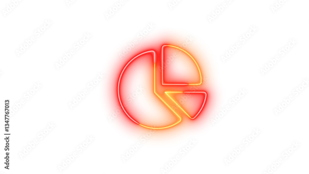 Neon chart pie symbol icon brown red color glowing with transparent background Neon chart pie symbol icon brown red color glowing with transparent background