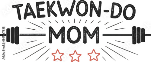 taekwon-do mom typography sticker on white