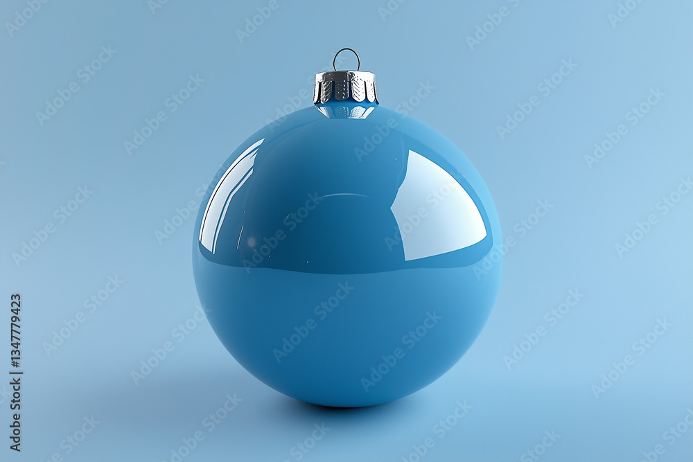 Shiny blue Christmas ornament isolated on a blue background Shiny blue Christmas ornament isolated on a blue background