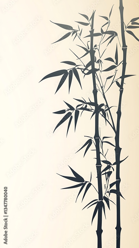 Fototapeta premium Elegant Black Bamboo Silhouette Art Print Design