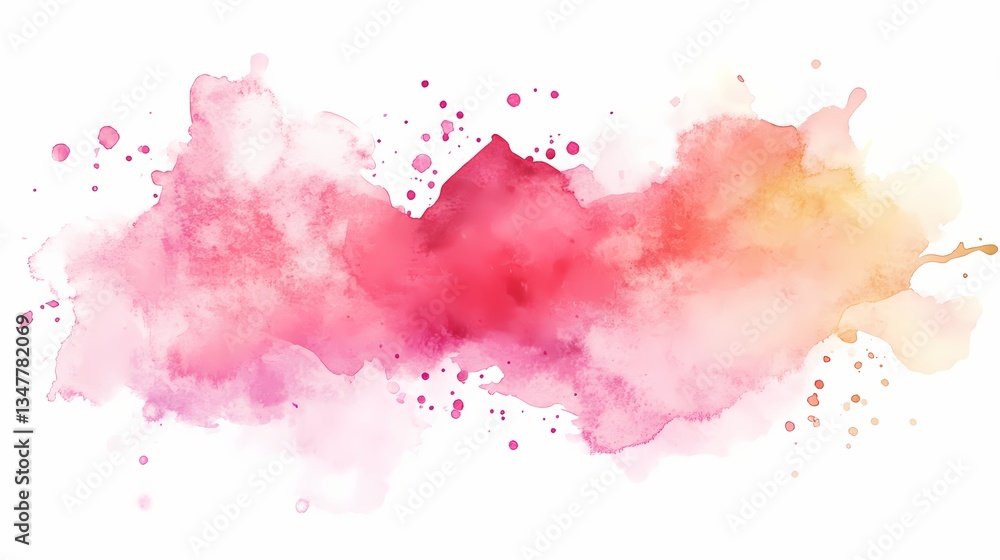 Abstract watercolor splash in vibrant shades of pink, crimson, and gold, creating a dreamy and artistic effect on a clean white background. Abstract watercolor splash in vibrant shades of pink, crimson, and gold, creating a dreamy and artistic effect on a clean white background.