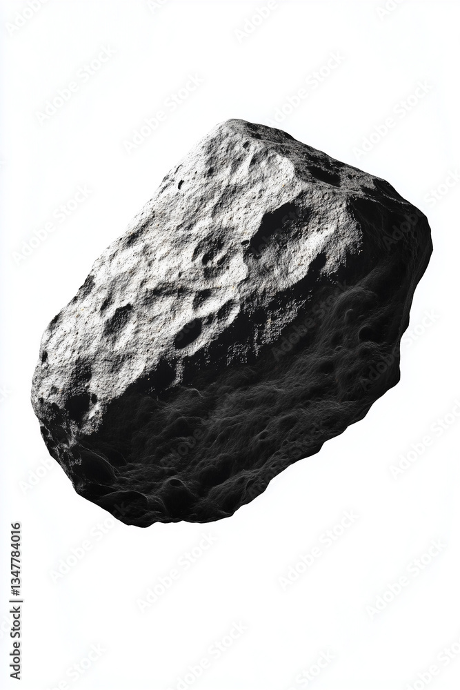 Single asteroid flying past isolated against a solid white background Single asteroid flying past isolated against a solid white background