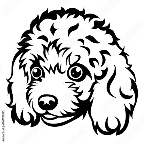 Wallpaper Mural a monochrome image of a poodle's face, showcasing its adorable features and unique fur style vector illustration Torontodigital.ca