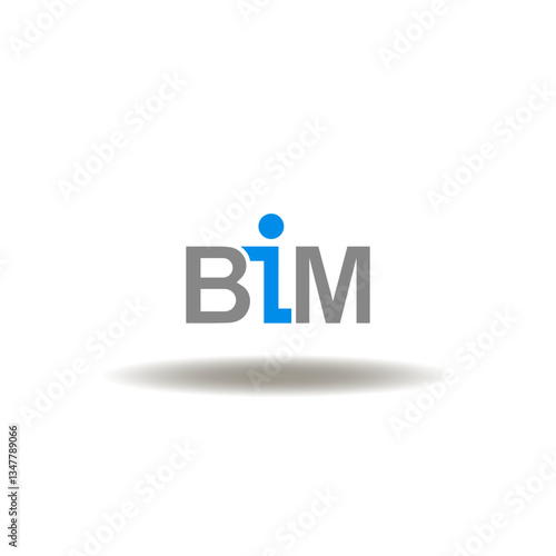 Vector illustration of BIM text acronym. Symbol abbreviation of BIM Building Information Modeling. Logog of BIM.